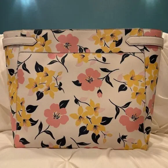 Kate Spade New York Staci Lily Blooms Floral Laptop Tote EUC MSRP $449 - Picture 5 of 10